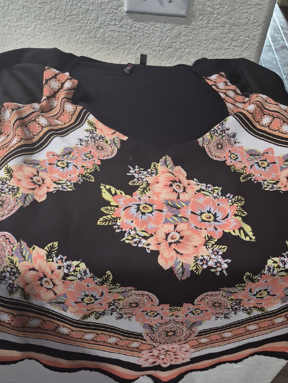 Black Plus-Sized Top with Pink Heart Accent